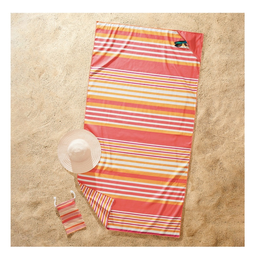 Better Homes & Gardens Coral Stripe Quick Dry Travel Beach Towel, 38" x 72"